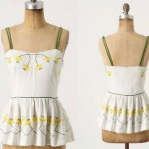 Anthropologie Girls From Savoy Size 2 Radler Buttercup Top Embroidered Tank